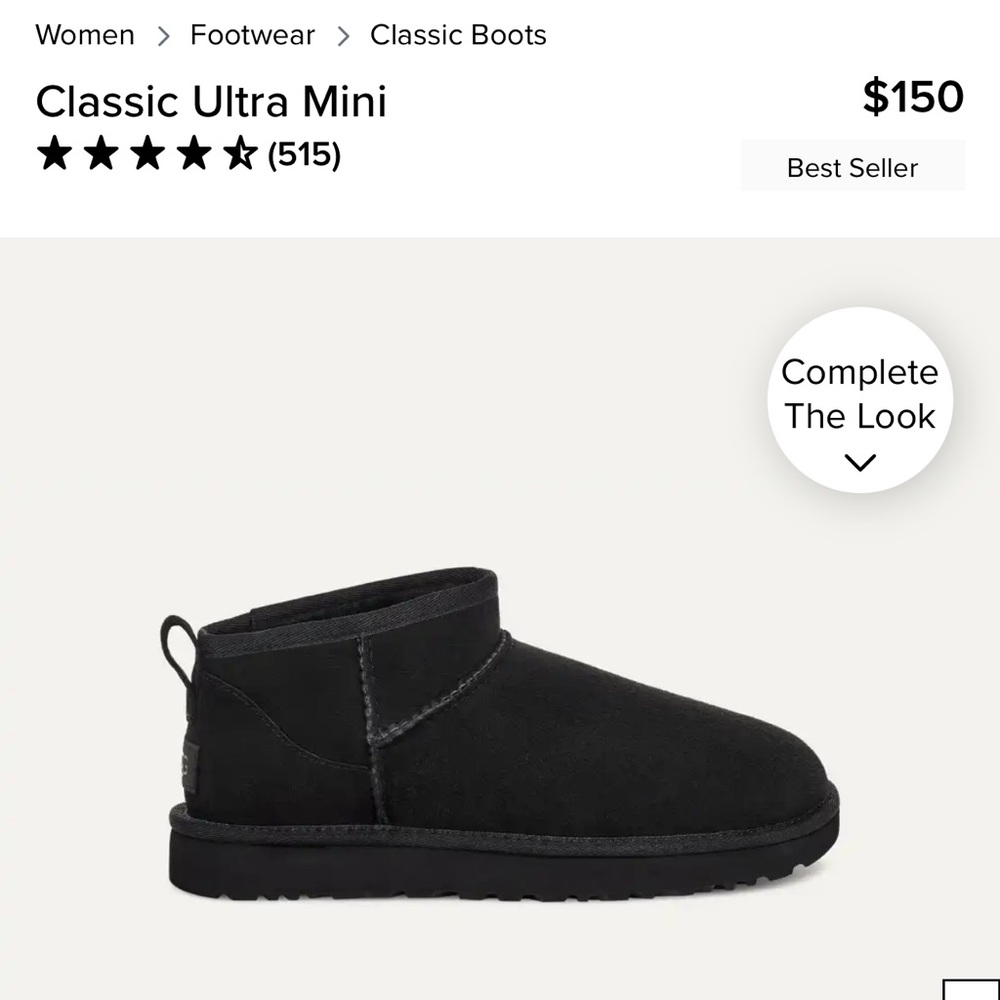 Ugg Classic Ultra Mini - black size 9 like new!